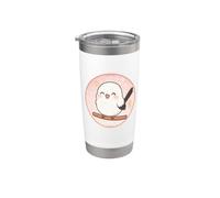Super lindo diseño de Shima Enaga "Japanese Snow Fairy Bird" Vaso térmico de acero inoxidable de doble pared