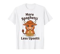 Super Lindo Más Espaguetis Menos Upsetti Highland Cow Kawaii Camiseta