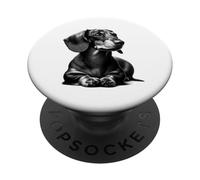 Super Lindo Perro Salchicha en Pose Tumbado como Retrato Genial PopSockets PopGrip Adhesivo