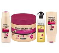 ((Super Lote 04))) Reparador y nutritivo cabello seco y dañado Deliplus | 1 Champu + 1 mascarilla + 1 acondicionador con aclarado + 1 acondicionador instantáneo en seco.