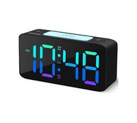 Super loud alarm clock for heavy sleepers, digital clock with 7-color night light, adjustable volume, dimmer, USB charger, small clocks