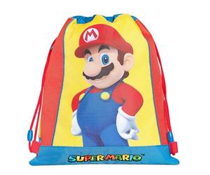 Super Mario - Bolsa con cordón oficial Super Mario, compacta y versátil, ideal para gimnasio, escuela, viajes, merienda, idea de regalo para niños y adolescentes, 35 x 42 x 2 cm, multicolor, 34x42 cm,