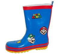 Super Mario Botas Wellington de goma para niños de los hermanos de los niños Nintendo Wellies Zapatos de lluvia Wellys, Blue, 27 EU
