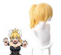 Super Mario Bowsette Princess King Boo Cola de caballo Rubio Rizado Resistente al calor Pelo sintético Cosplay Prop Halloween + Gorra de peluca gratis