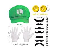 Super Mario Bros Mario And Luigi Hats Mustaches Elastic Suspenders Gloves Buttons Cosplay Costume