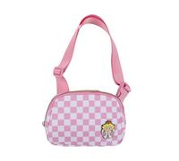 Super Mario Bros Princess Peach - Riñonera acolchada a cuadros rosa y blanco de 7.5 pulgadas, Rosado, Talla única