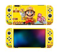 Super Mario Brothers Mario Maker OLED Switch - Carcasa de goma TPU resistente al uso para consola OLED Switch y Joy Cons