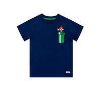 Super Mario Camiseta de Manga Corta para niños Azul 7-8 Años