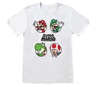 Super Mario - Camiseta para adulto, blanco, L