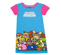 SUPER MARIO Camisón de Videojuego para Niñas Luigi Yoshi y Princesa Peach Rosa y Azul 6-7 años