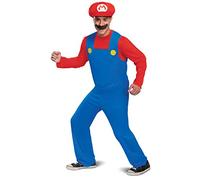 Super Mario - Disfraz Adulto Super Mario Bros Oficial - Tallas Disponibles M,L,XL (38-46) - Disfraz Rojo - Incluye Bigote + Gorro