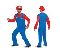 Super Mario - Disfraz Adulto Super Mario Bros Oficial - Tallas L/XL (42-46) - Disfraz Rojo - Incluye Bigote + Gorro