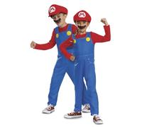 Super Mario Disguise Disfraz de Mario Bros. para niños, de, incluye mono tipo peto detallado con gorra del personaje y bigote, 7-8 años