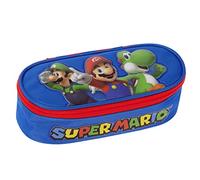 Super Mario - Estuche escolar oficial Super Mario, estuche para niño y niña ovalado, ideal para guardar la papelería, con práctico cierre de cremallera, 22 x 7 x 9,5 cm, multicolor