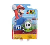 Super Mario Figura de acción Green Shy Guy de 4 pulgadas con bloque POW