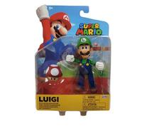 Super Mario Figuras de acción de 4 pulgadas Luigi con hongo rojo
