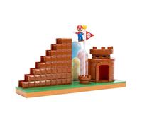 Super Mario Jakks Pacific, Revive la emoción de Super Mario con el Playset Nivel Final - Escalera y Bandera!, Incluye Figura Mario de 6 cm