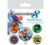 Super Mario Kart 8, 1 X 38mm & 4 X 25mm Chapas Set De Chapas 15x10 cm