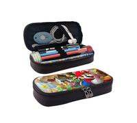 Super Mario Luigi Pencil Case Brown Leather Pen Bag Student Stationery Pouch Holder Organizer for School Office Supplies for Kids Teen -tdco1445