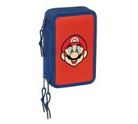 SUPER MARIO MAMMA MIA - Estuche Escolar con 37 Útiles Incluidos, Estuche Infantil, Estuche Niño, Ideal para Niños de 5 a 14 Años, Cómodo y Versátil, Calidad y Resistencia, 12.5x5.5x19.5 cm