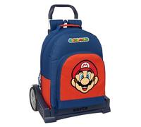 SUPER MARIO MAMMA MIA - Mochila Escolar, Espalda Ergonómica, con Carro Safta Evolution, Ideal para Niños de Diferentes Edades, Cómoda y Versátil, Calidad y Resistencia, 32x15x42 cm