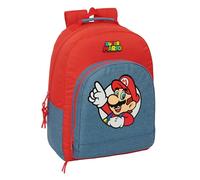 SUPER MARIO - Mochila Escolar Adaptable a Carro, Mochila, Ideal para Niños de Diferentes Edades, Cómoda y Versátil, Calidad y Resistencia, 32x15x42 cm