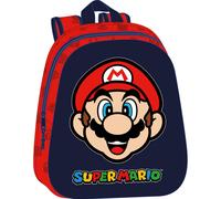 Safta Mochila escolar Super Mario 3D adaptable a carro 27x10x33 cm Azul marino/rojo