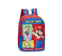 Super Mario - Mochila escolar oficial Super Mario, mochila para niños, 2 amplios espacios centrales, bolsillos frontales y laterales, correas ajustables y acolchadas, respaldo acolchado, 32 x 43 x 23