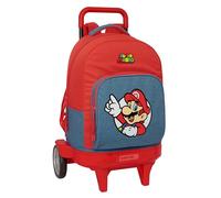 Safta SUPER MARIO - Mochila Grande con Ruedas, Compact Evolución, Extraíble, Ideal para Niños de Diferentes Edades, Cómoda y Versátil, Calidad y Resistencia, 33x22x45 cm