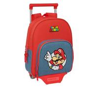 SUPER MARIO - Mochila Infantil con Carro Safta 705, Ideal para Niños de Diferentes Edades, Cómoda y Versátil, Calidad y Resistencia, 28x10x34 cm