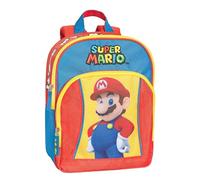 Super Mario - Mochila para niño y niña oficial Super Mario, ideal para guardería y tiempo libre, con correas acolchadas, parte trasera y fondo termoformados, con prácticos cierres de cremallera, 23 x