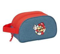 SUPER MARIO - Neceser Escolar Infantil Mediano con Asa, Neceser Infantil, Adaptable a Carro, Fácil Limpieza, Cómodo y Versátil, Calidad y Resistencia, 26x12x15 cm