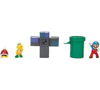 Super Mario Nintendo Diorama Subterráneo con 3 Figuras de 6 cm y 2 Accesorios Accionables - La Tubería y la Plataforma Son Accionables - Juguete para Niños 3 años +