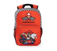 Super Mario Nintendo Mochila roja de Mario Kart | Mochila escolar unisex para niños | Diseño con cremallera | Personaje de Mario | Imprescindibles para la vuelta al cole | Artículos de videojuegos