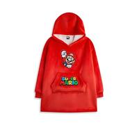 Super Mario Nintendo Sudadera Manta Portátil para Niños | Sudadera Roja con Capucha con Gráficos del Personaje de Mario para Niños | Loungewear Infantil Forrado con Sherpa y Bolsillos