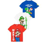 Super Mario Paquete De 3 Camisetas, Camiseta Niño De Mario, Luigi Y Yoshi, Camisetas Niño De Verano Algodón con Motivo Gamer 9-10 Años