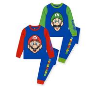 Super Mario Pijamas para Niño, Pack De 2, Pijamas Infantiles Gamers, Conjuntos Pijama De Mario para Niños, Azul 5-6 Años