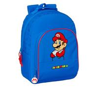 SUPER MARIO PLAY - Mochila Escolar Adaptable a Carro, Mochila, Ideal para Niños de Diferentes Edades, Cómoda y Versátil, Calidad y Resistencia, 32x15x42 cm, Color Azul/Rojo