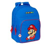 SUPER MARIO PLAY - Mochila Escolar Infantil, Ideal para Niños de Diferentes Edades, Cómoda y Versátil, Calidad y Resistencia, 32x15x42 cm, Color Azul/Rojo