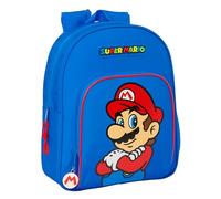 SUPER MARIO PLAY - Mochila Infantil, Ideal para Niños de Diferentes Edades, Cómoda y Versátil, Calidad y Resistencia, 28x10x34 cm, Color Azul/Rojo