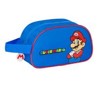 Super Mario Play - Neceser Escolar Infantil Mediano con Asa, Neceser Infantil, Adaptable a Carro, Fácil Limpieza, Cómodo y Versátil, Calidad y Resistencia, 26x12x15 cm, Color Azul/Rojo