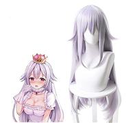 Super Mario Princess Teresa King Boo Cosplay Wig Long Straight Silver White Heat Resistant Cosplay Costume Wigs + Wig Cap