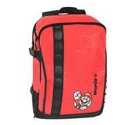 Super Mario Supermario, mochila escolar organizada con cierre de cremallera, bolsillo compatible para tablet + compartimentos de cremallera, con correas y correas ajustables - Mochila válida para
