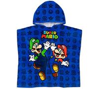 Super Mario Toalla Poncho Niños Adolescentes | Niños Personajes del Juego Mario Brothers Luigi Mario con Super Mushroom Star Blue Bath Swimwear Toalla de Playa
