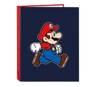SUPER MARIO TRICK - Carpeta con Folios 4 Anillas, Ideal para Niños de Diferentes Edades, Cómoda y Versátil, Calidad y Resistencia, 26.5x33 cm