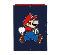SUPER MARIO TRICK - Carpeta Folio con 3 Solapas, Ideal para Niños de Diferentes Edades, Cómoda y Versátil, Calidad y Resistencia, 26x36.5 cm