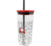 Stor Vaso Cube Alto de plástico con pajita de acero inoxidable 540 ml Super Mario