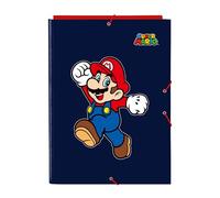 SUPER MARIO WORLD - Carpeta Folio con 3 Solapas, Ideal para Niños de Diferentes Edades, Cómoda y Versátil, Calidad y Resistencia, 26x36.5 cm, Color Azul marino