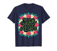 Super Mom - Corona Floral de Primavera con Margaritas y Rosas Lindas para la Maternidad Camiseta