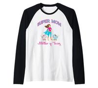 Super Mom Mother of Twins Multitarea Queen of Universe Camiseta Manga Raglan
